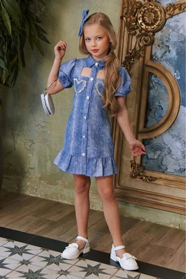 Детское платье для девочек с коротким рукавом Riccotarz, Blue