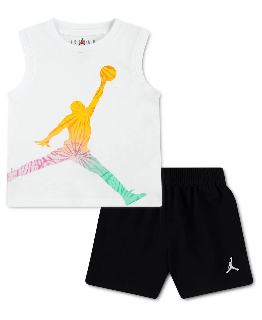 Комплект из топа без рукавов и шорт с принтом Jordan, White/Black