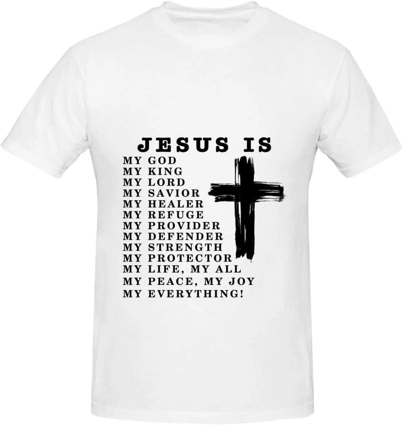 Мужская футболка с принтом Letter Print Regular Fit, Jesus is My God My King My Savior Christian Black