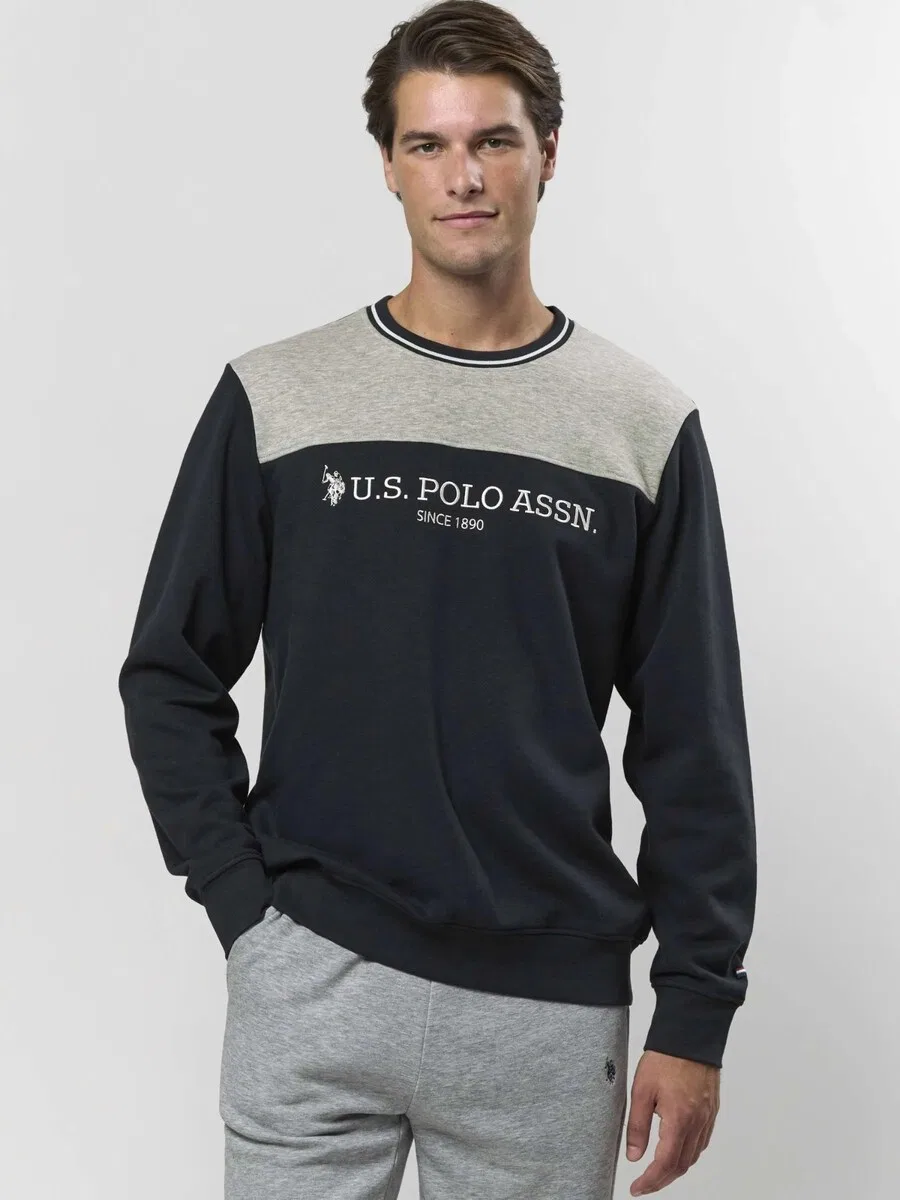 Свитер U.S. Polo Assn. 'UMCesar' серого цвета с пятнистым рисунком — фото 3