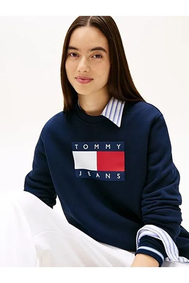 Женские свитшот с принтом Tjw reg tj flag crew Tommy Hilfiger, Navy Blue — фото 2