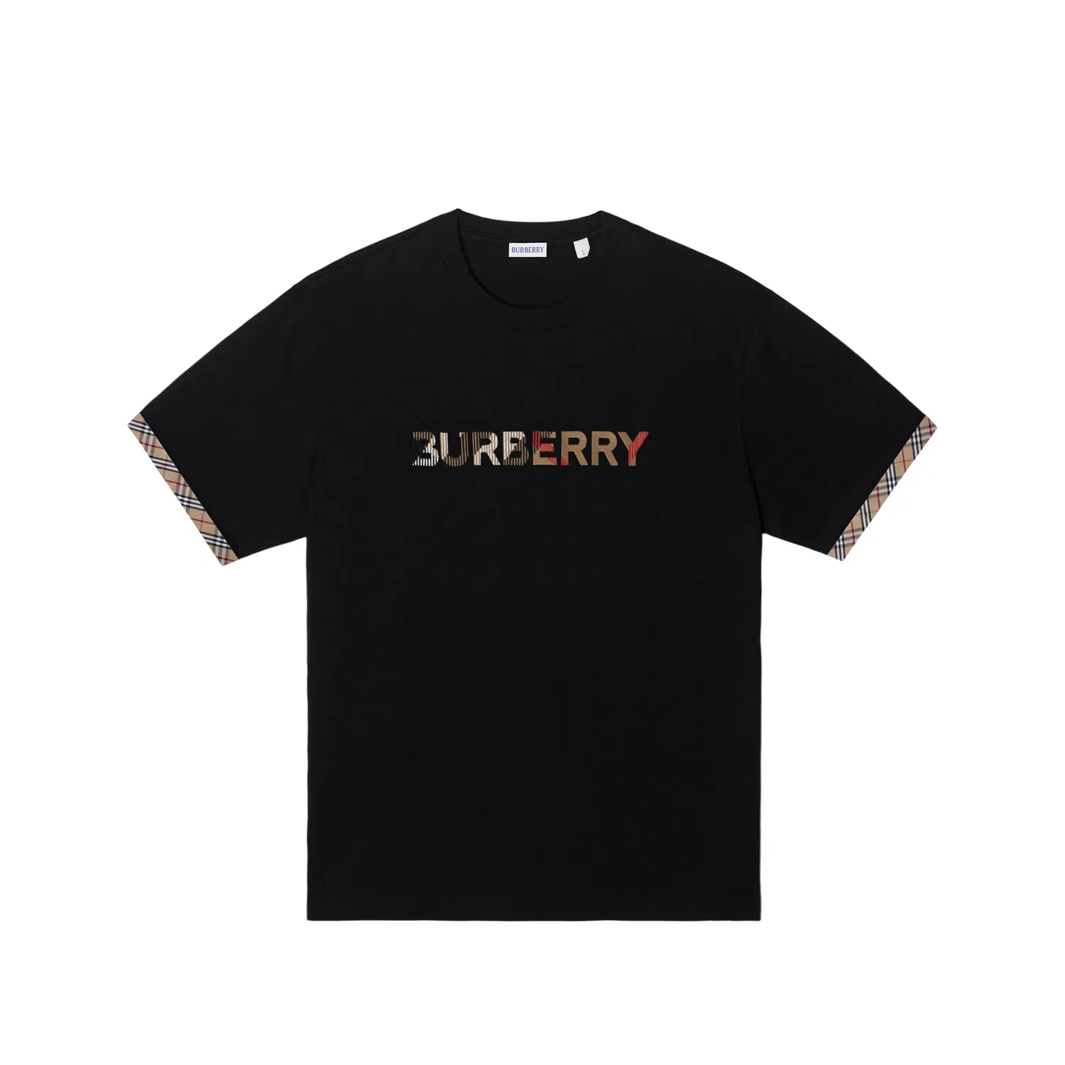Футболка Burberry с вышивкой и нашивками, черный