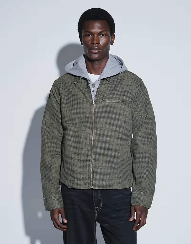 Джинсовая куртка Levi's Cristobal Printed Harrington Jacket хаки — фото 4