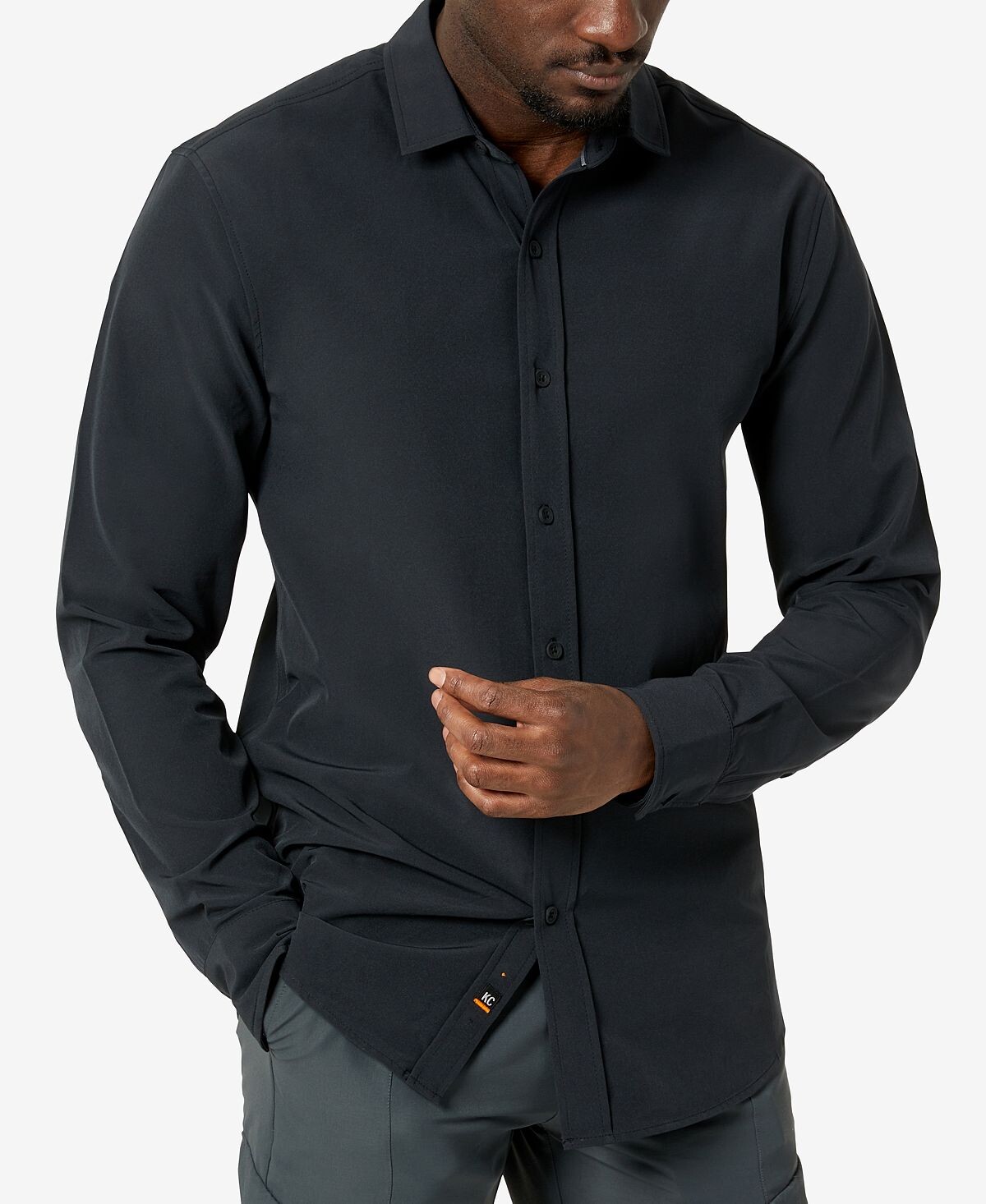 

Мужская однотонная спортивная рубашка стрейч Kenneth Cole, черный