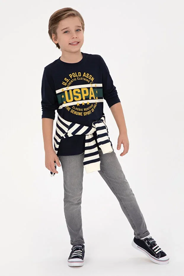 Детские свитшот для мальчиков хлопковый U.S. Polo Assn., Navy Blue — фото 2