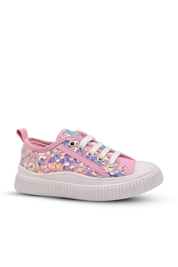 Детские кроссовки для девочек с пайетками и шнуровкой Kids A More, Pink