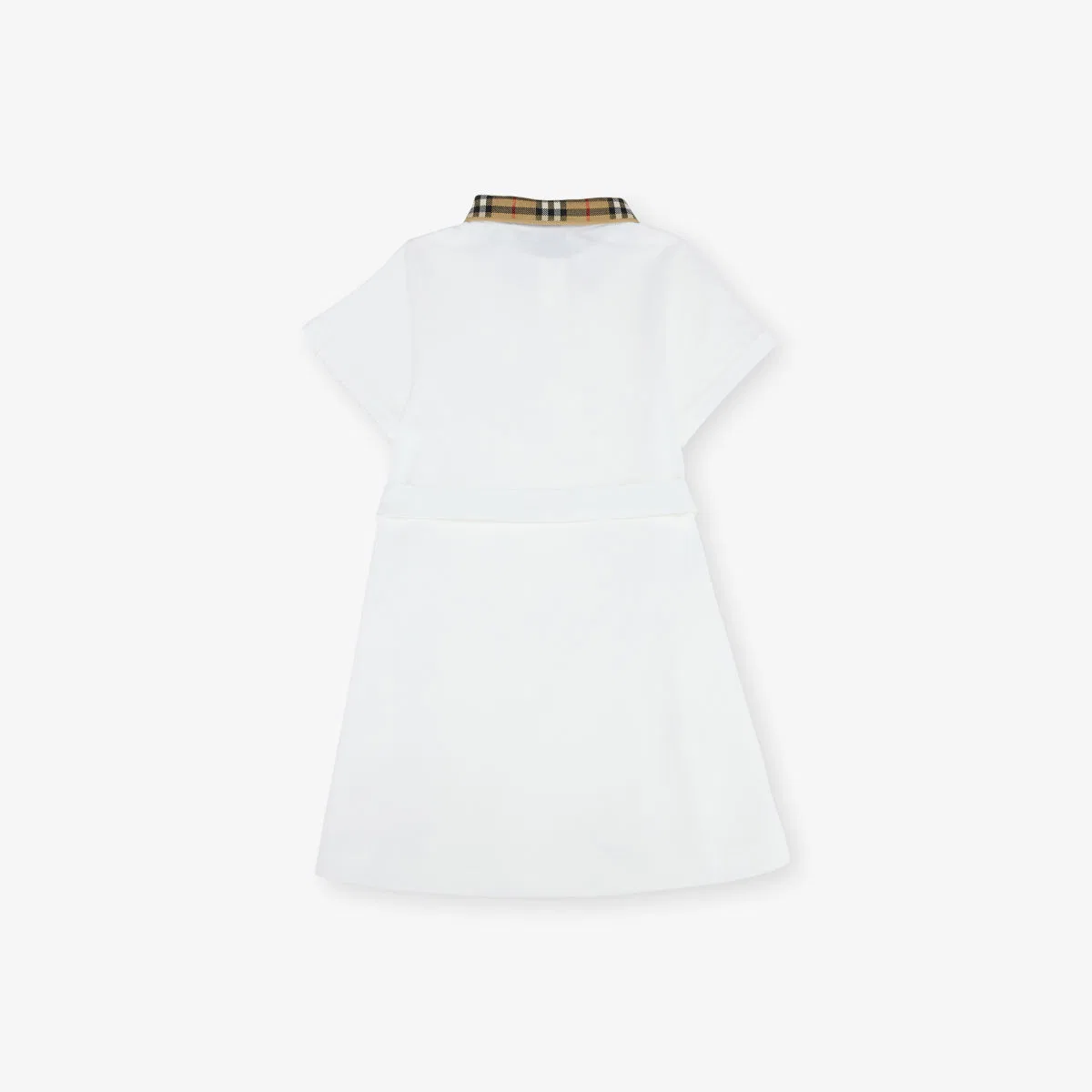 Хлопковое платье-поло astrid с клетчатым воротником, для детей 4-14 лет Burberry, белый — фото 3