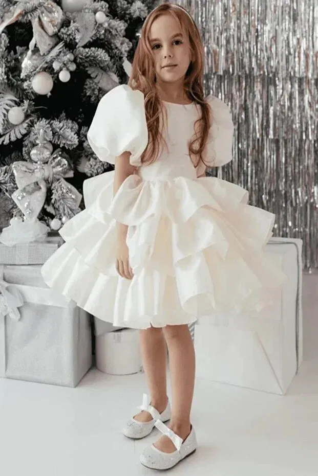 Детское платье для девочек с оборками Miço Kids, Off White