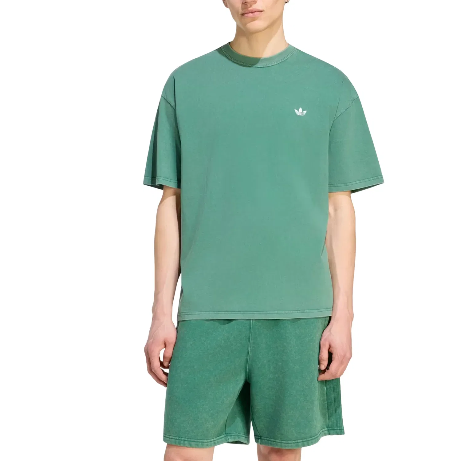 Мужская футболка свободного кроя Trefoil Essentials Washed Loose Dropped Adidas, зеленый — фото 2