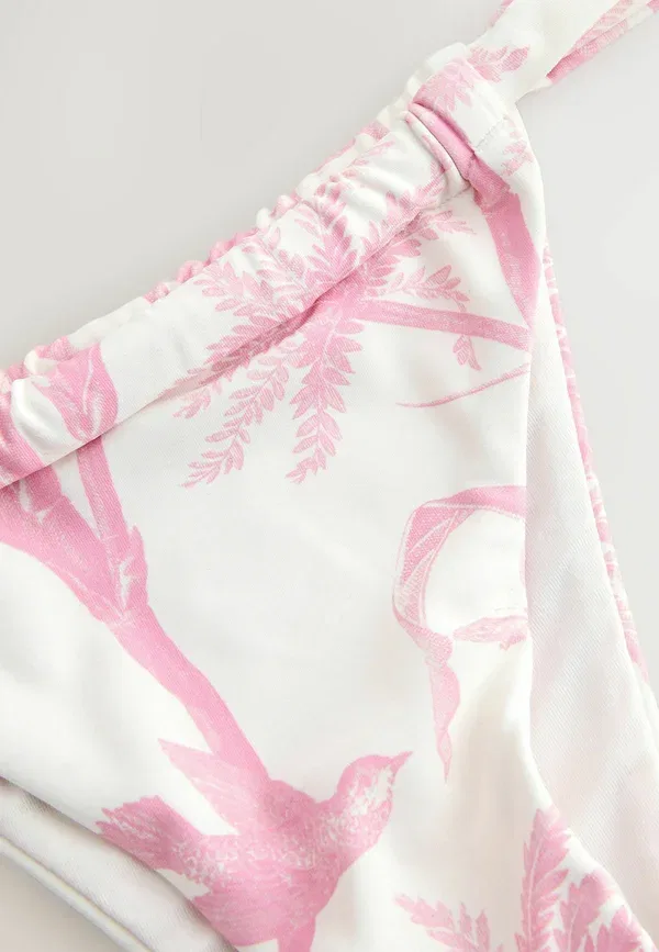 Бикини-трусы с принтом, модель Tanga fit, Next, cream pink floral, розовый — фото 2