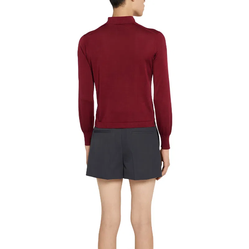 Поло GUCCI Fine Silk Polo Top, мужское, Burgundy — фото 4