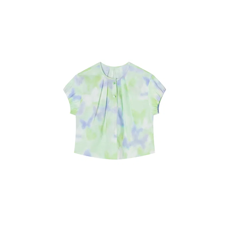 Детская повседневная рубашка с круглым вырезом Green Floral XIANGYING