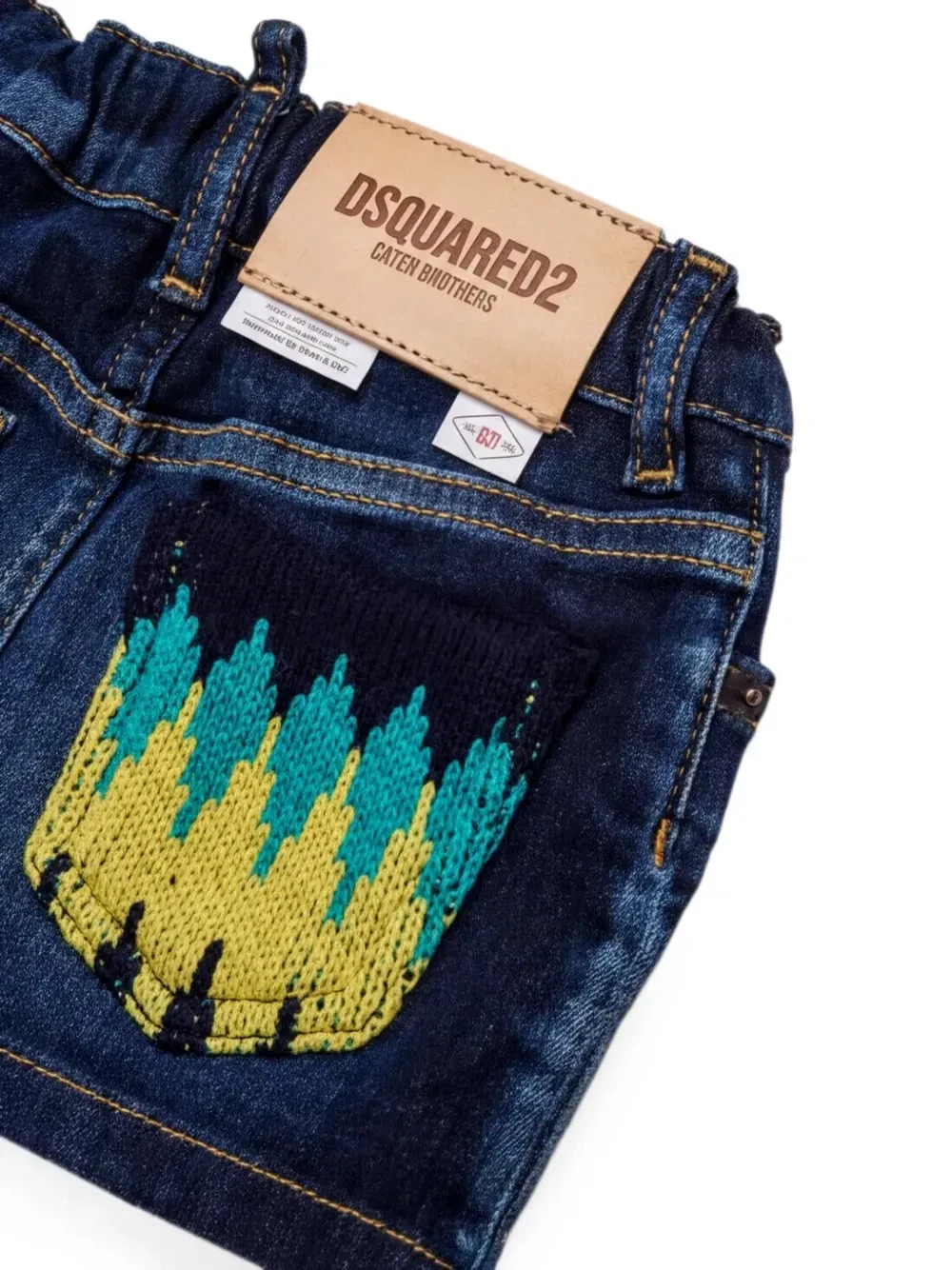 Юбка из джинсовой ткани с вышивкой Dsquared2 Kids, синий — фото 3