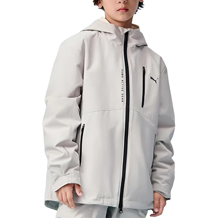 Детская куртка с капюшоном утепленная PUMA, Light Gray 20001