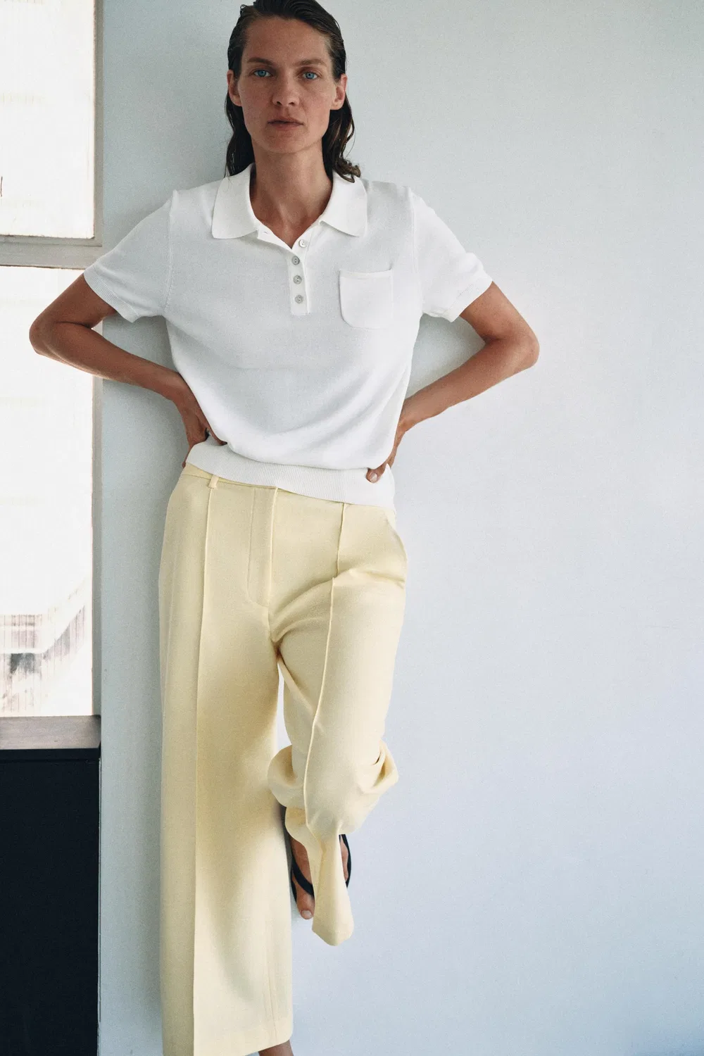 Укороченные брюки из коллекции ZW ZARA, Pastel yellow — фото 2