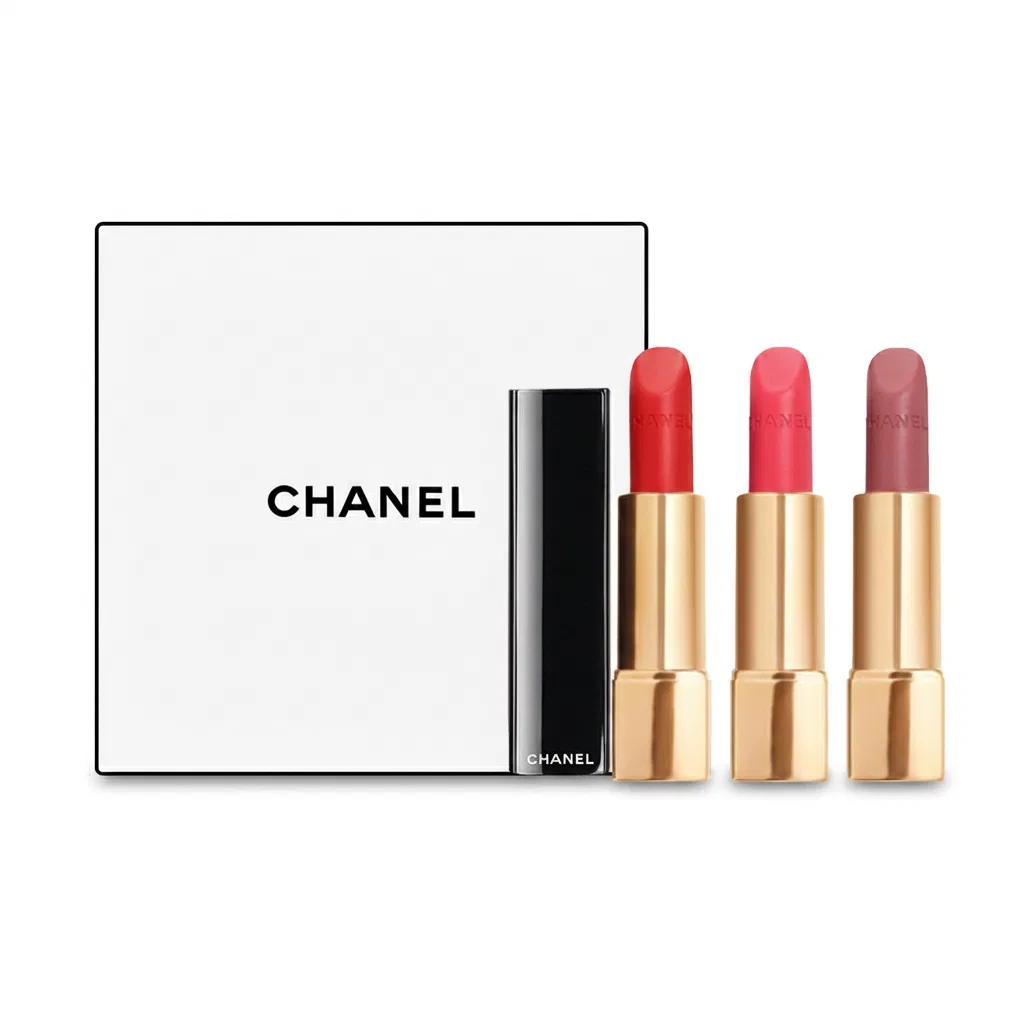 Женский набор помад CHANEL Charm Velvet, Shiny Cosmetics, #57+#43+#69, Love Confession Box, CHANEL