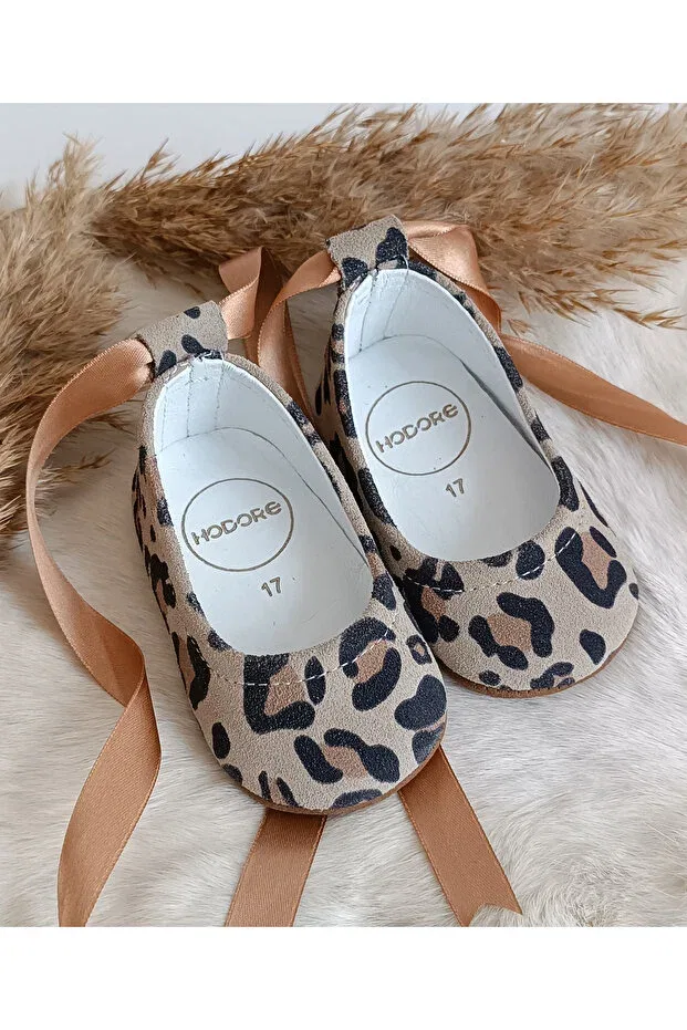 Детские мокасины-балетки из натуральной кожи с принтом Fiore Leopard Hodore, Leopard
