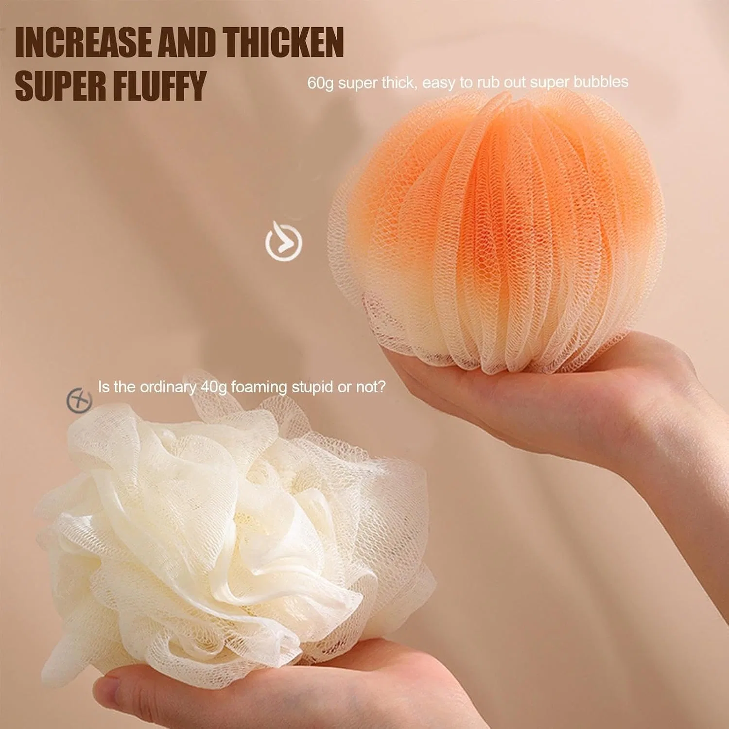 Мочалка для душа, Loofah Sponge, Generisch, 1 шт, 14x14x14 см, Orange 1 — фото 4