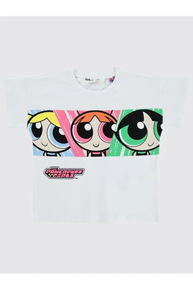 Детская футболка для девочек хлопковая Powerpuff Girls, White