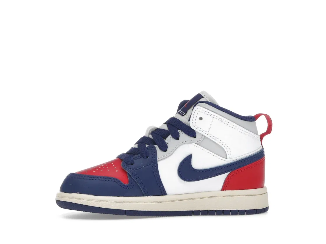 Детские кроссовки Lifestyle Jordan 1 Mid Jordan, White/University Red/Neutral Grey/Deep Royal Blue — фото 3