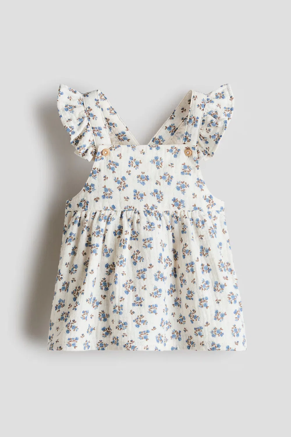 Платье из набивного хлопкового муслина H&M, Cremefarben/Geblümt — фото 4