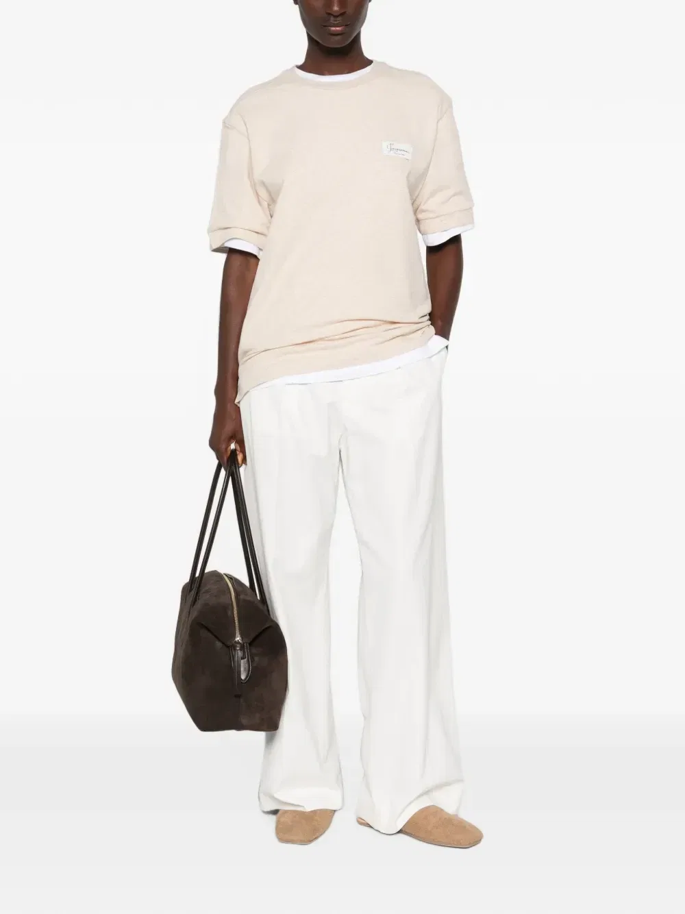 Футболка с логотипом-нашивкой JACQUEMUS, бежевый — фото 2