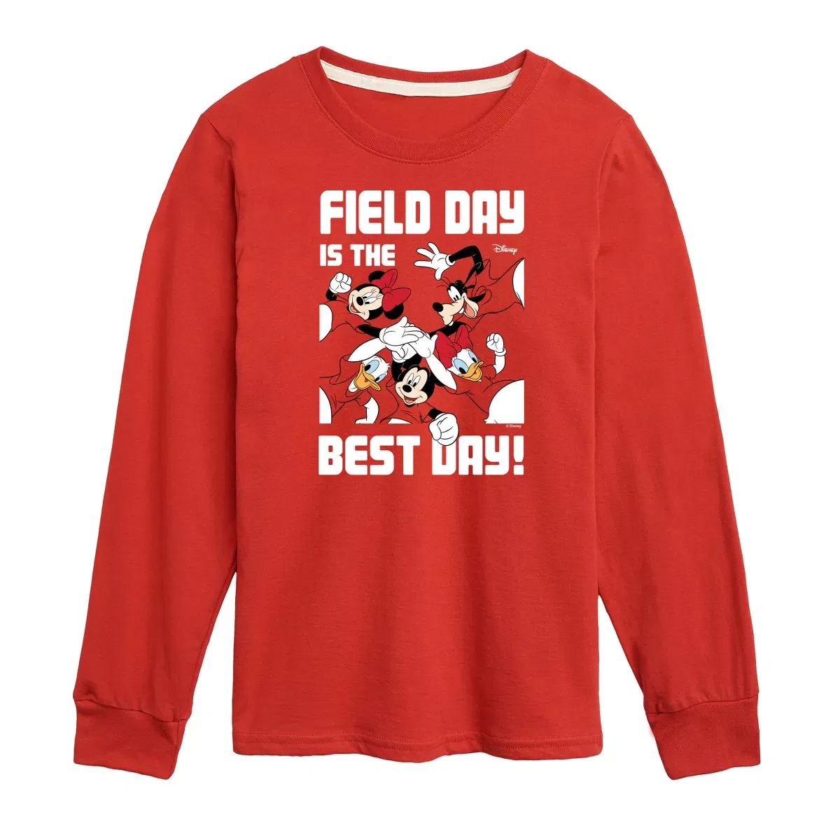 Детский лонгслив с принтом Field Day Best Day Disney, Красный