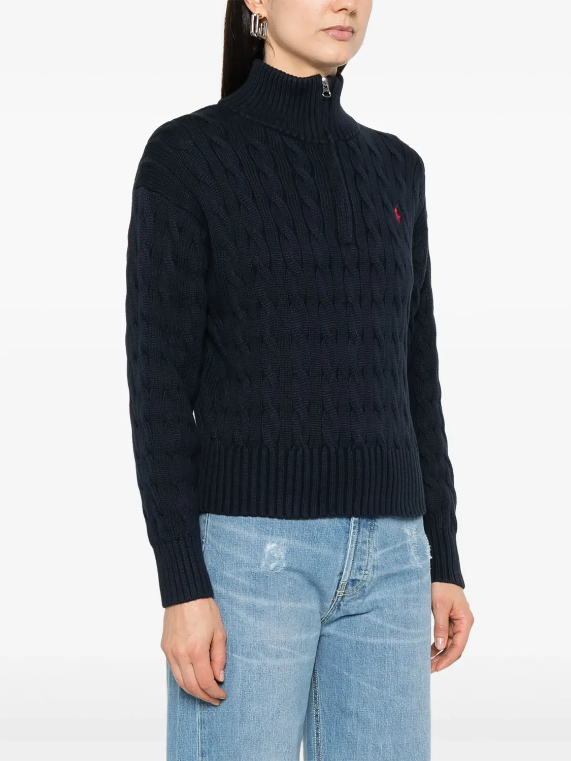 Polo Ralph Lauren Свитер с косами, хлопок - синий — фото 3