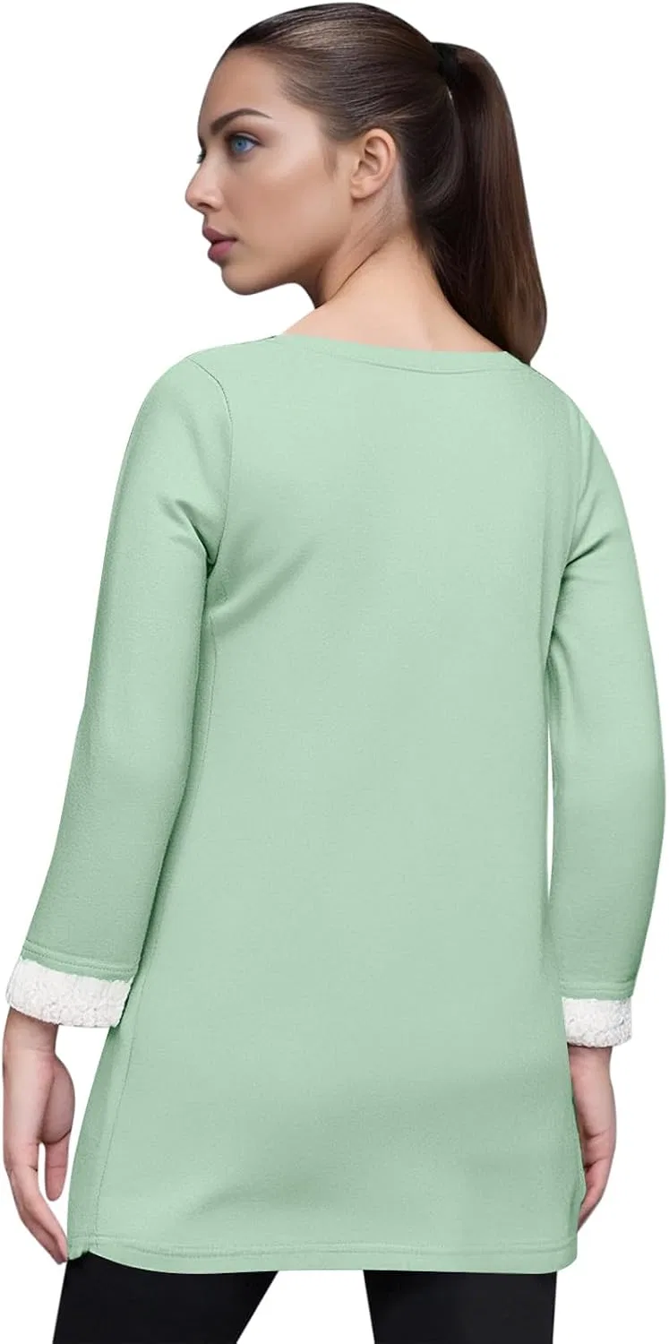 Женский свитшот на флисе с начесом, Pullover, мятный — фото 4