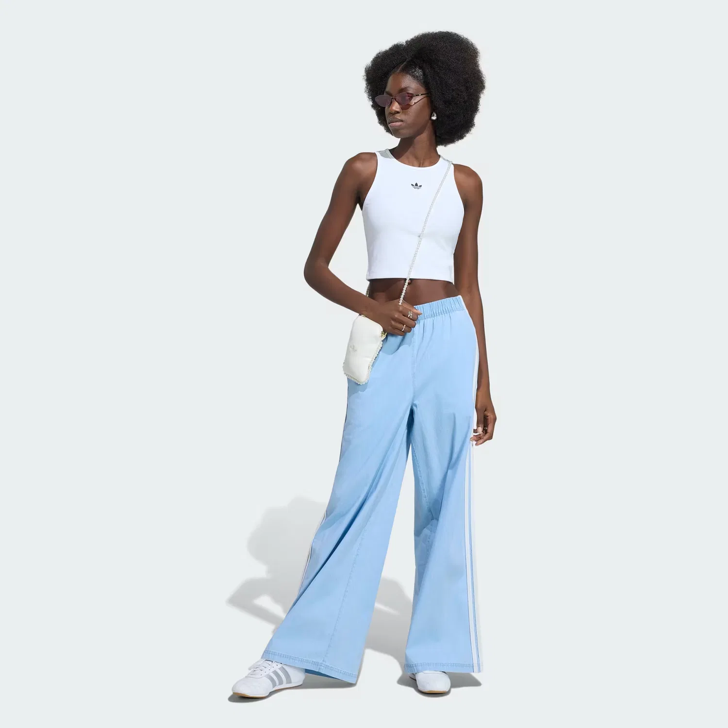 Женские широкие брюки из денима Summer Glow Adidas Originals, светло-синий — фото 3