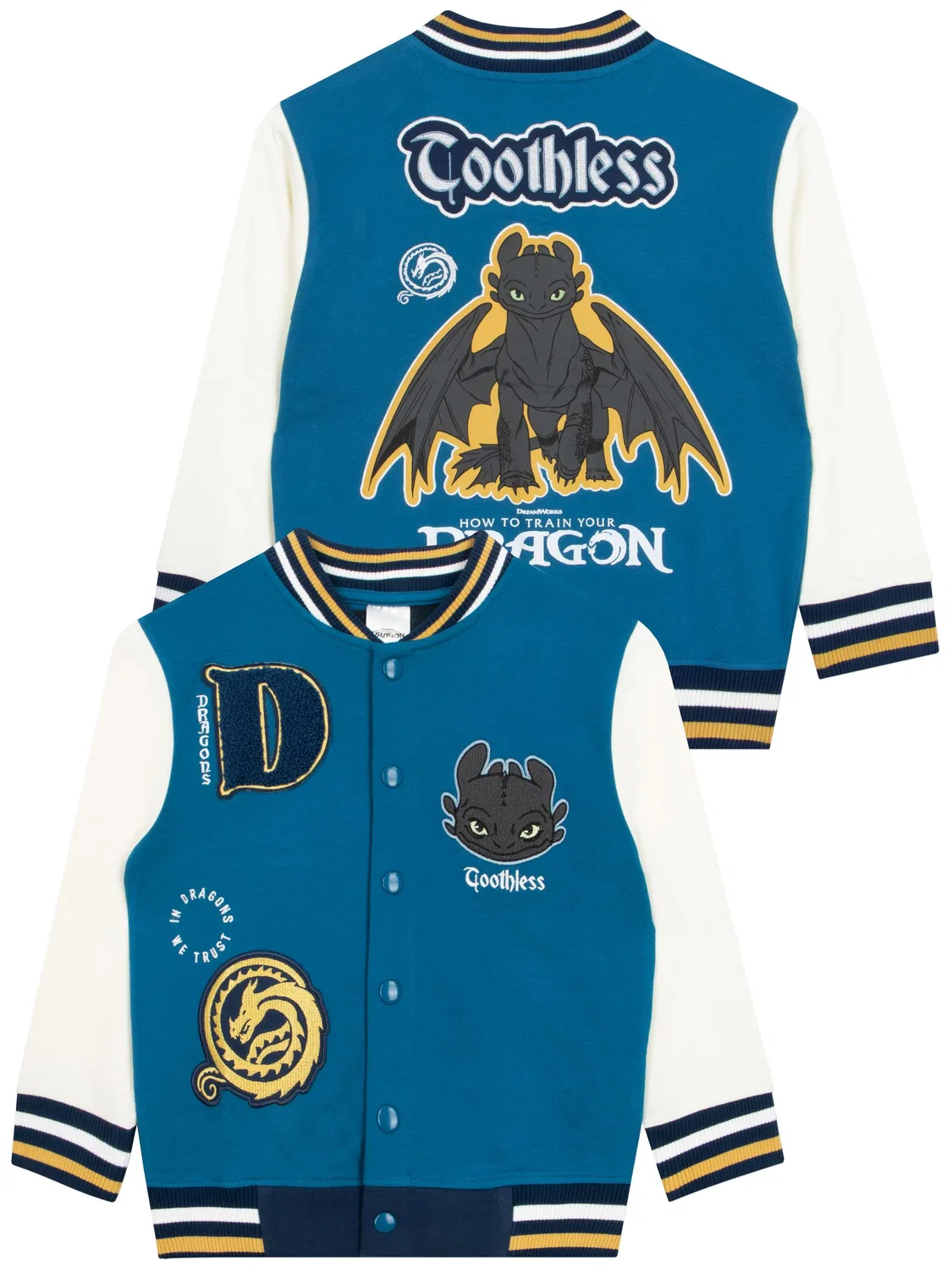 Куртка в стиле Varsity с принтом Toothless Character, синяя
