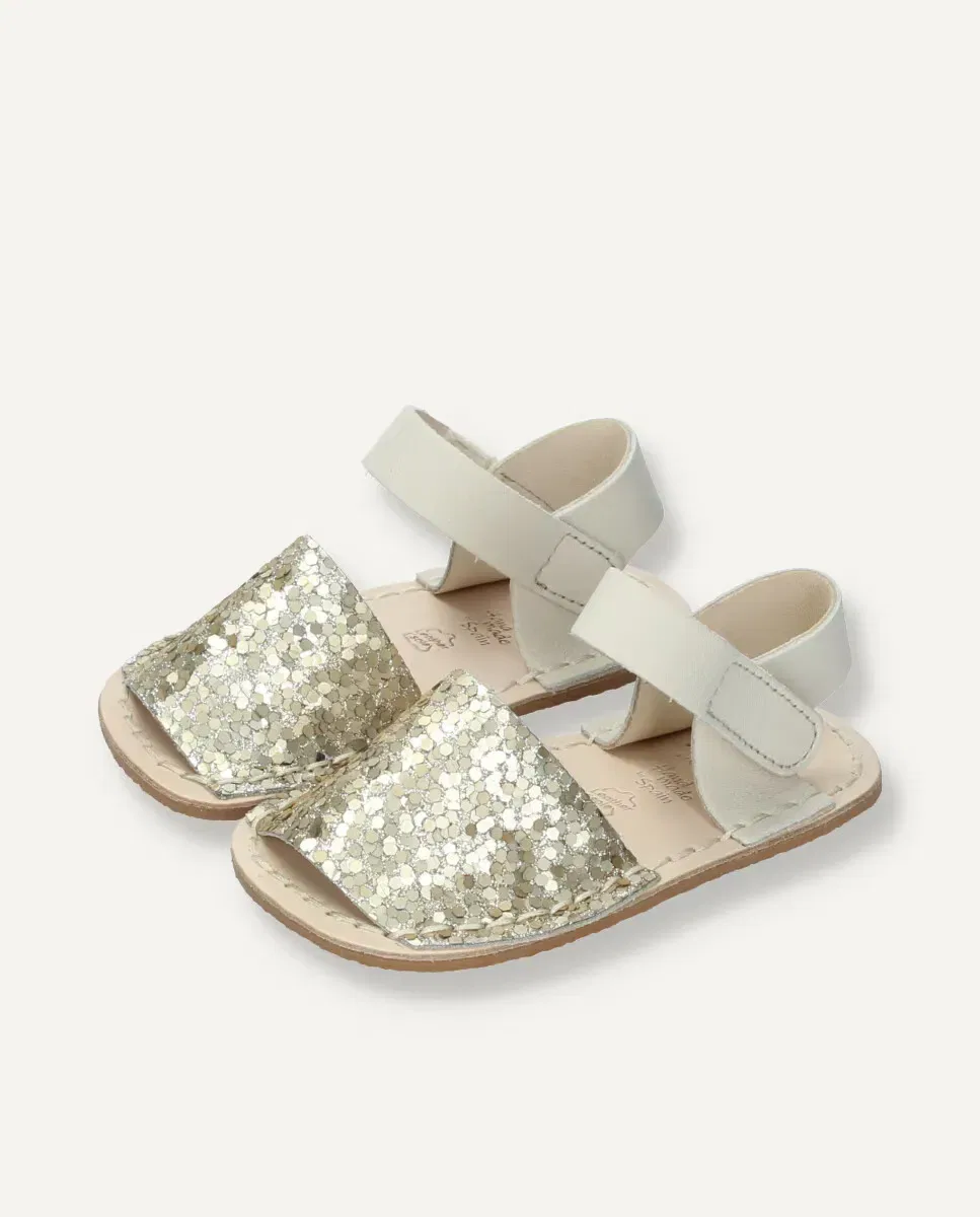 Детские минималистичные босоножки с широкой колодкой Oro Ria Menorca, Oro — фото 2