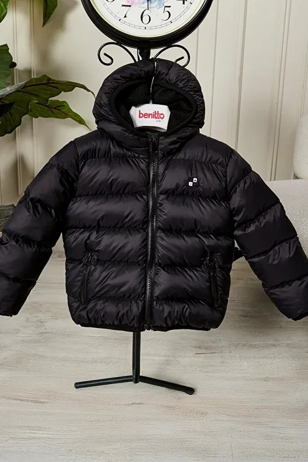 Детское пальто для мальчиков с капюшоном Benitto Kids, Black