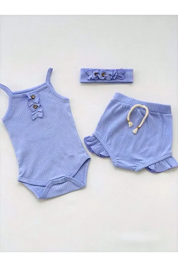 Детский комплект для девочек с рюшами Kidaxi, Bluish Lilac