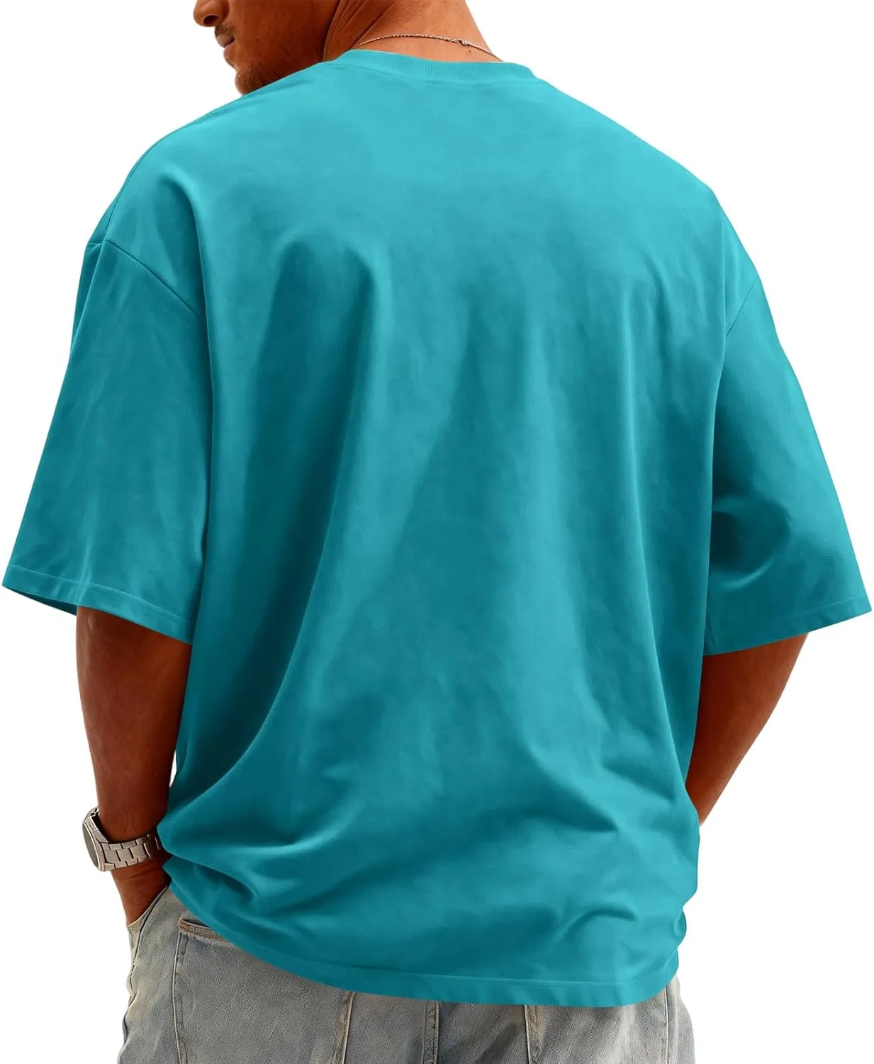 Мужская футболка оверсайз с круглым вырезом, Turquoise — фото 3