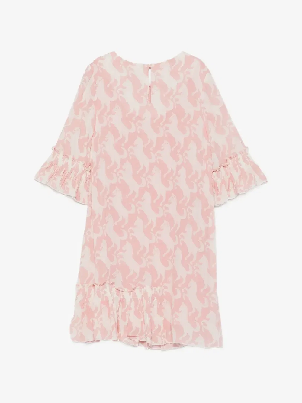 Платье с оборками и принтом в виде лошади Stella McCartney Kids, розовый — фото 2