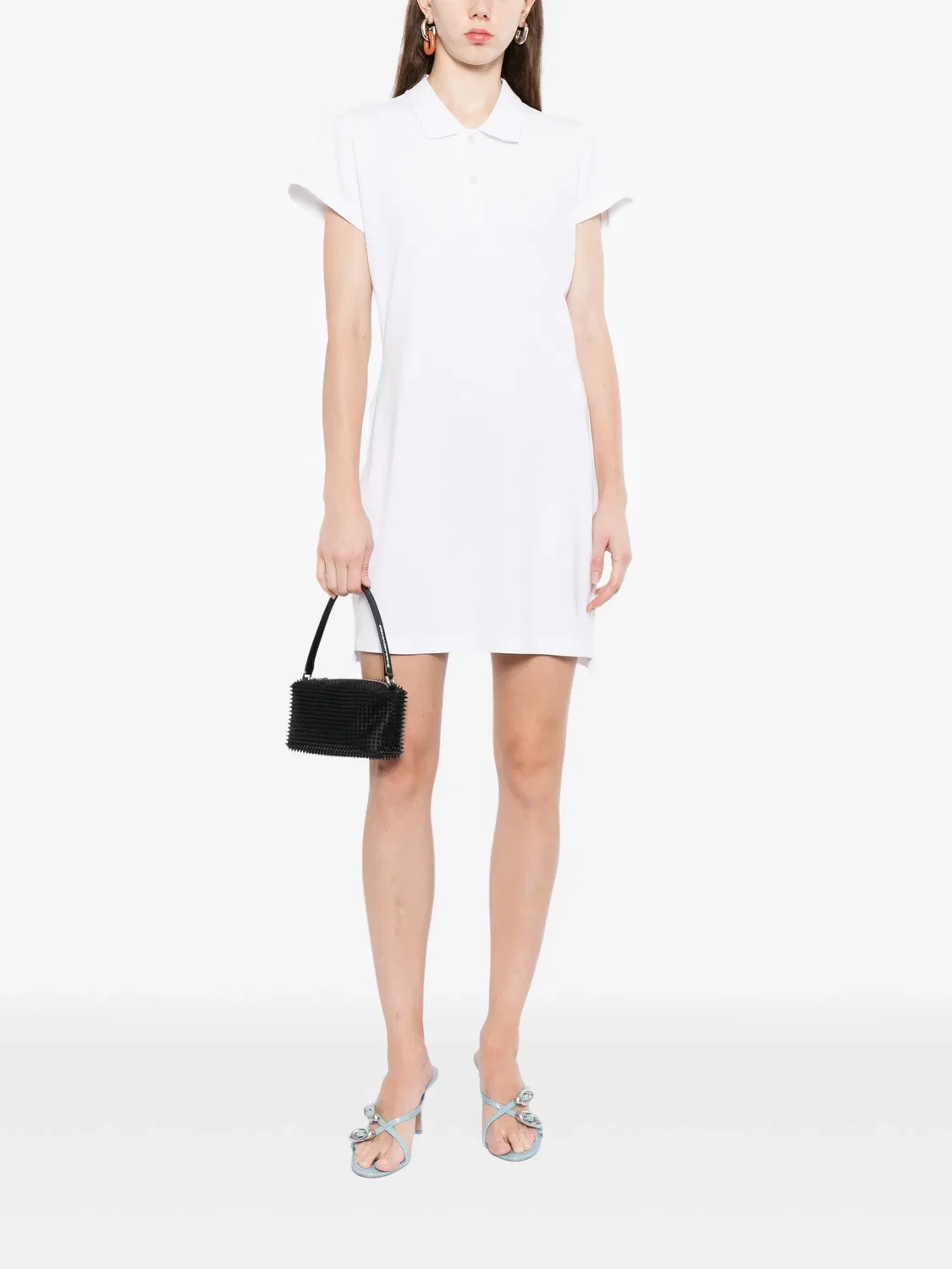 Платье мини Shrunken с воротником поло Alexander Wang, белый — фото 2