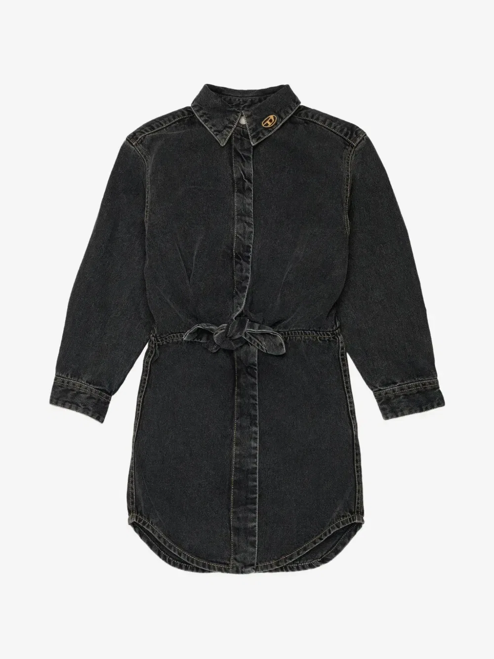 Джинсовое платье-рубашка с завязками на талии Diesel Kids, черный