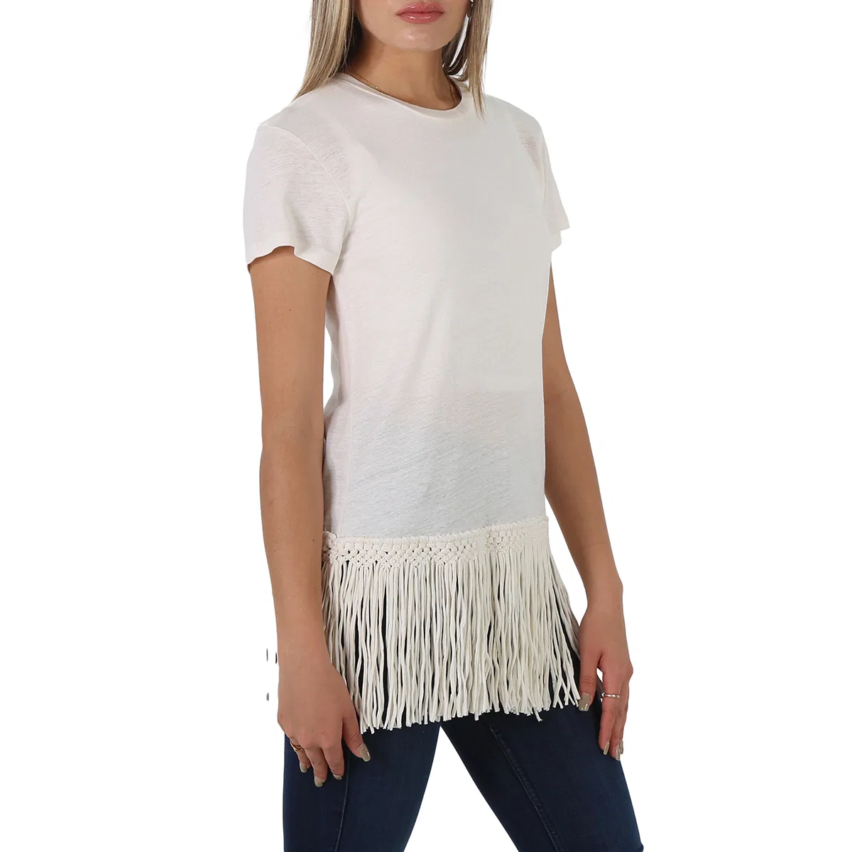 Футболка женская с бахромой Ladies Fringed Hem Polo Ralph Lauren, White — фото 2