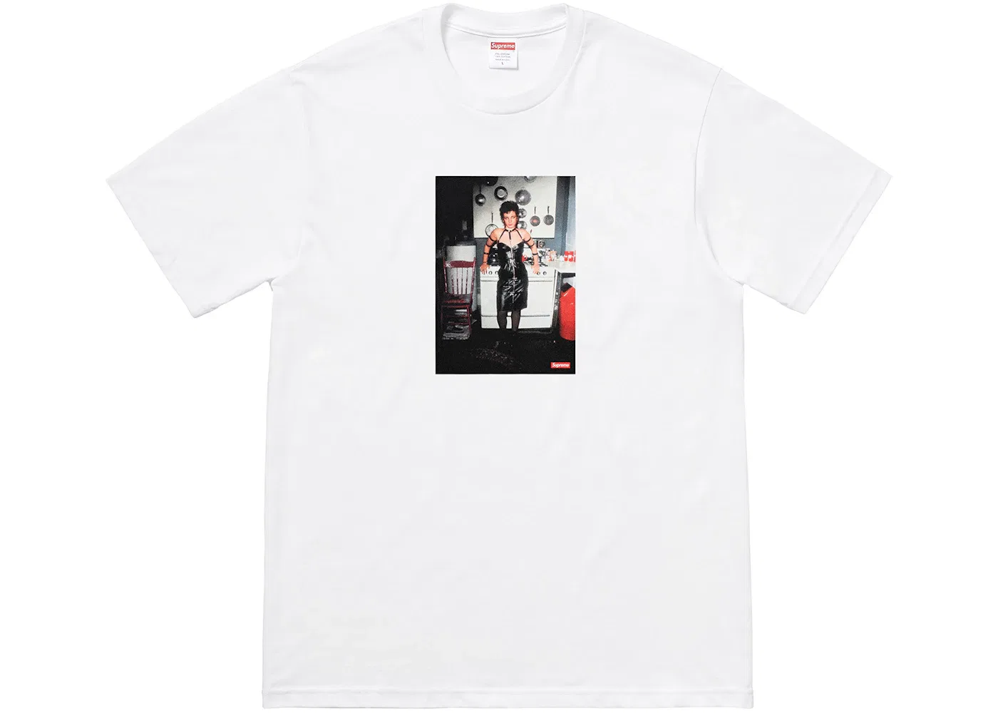 Мужская футболка с принтом Supreme Nan Goldin Nan as a dominatrix Tee, Белый