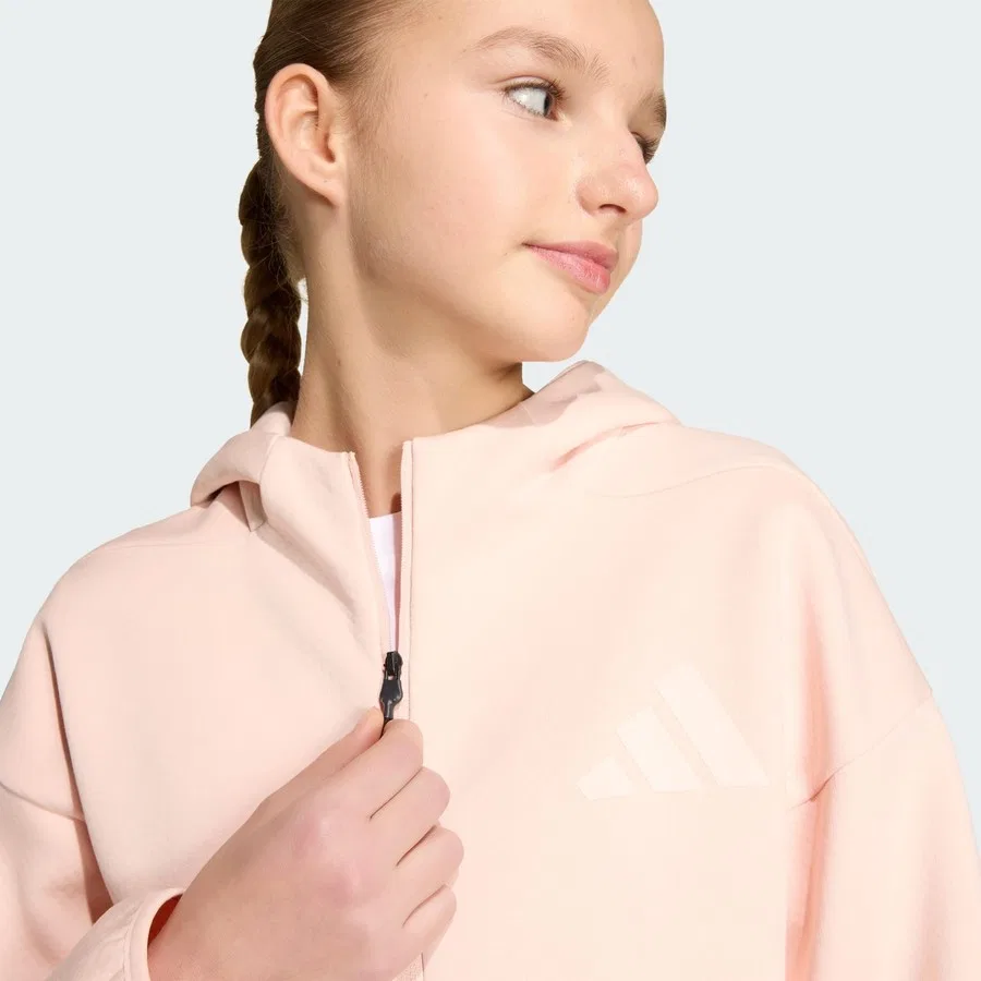 Детская куртка-худи с полной застежкой-молнией Z.N.E. adidas, Розовый — фото 4