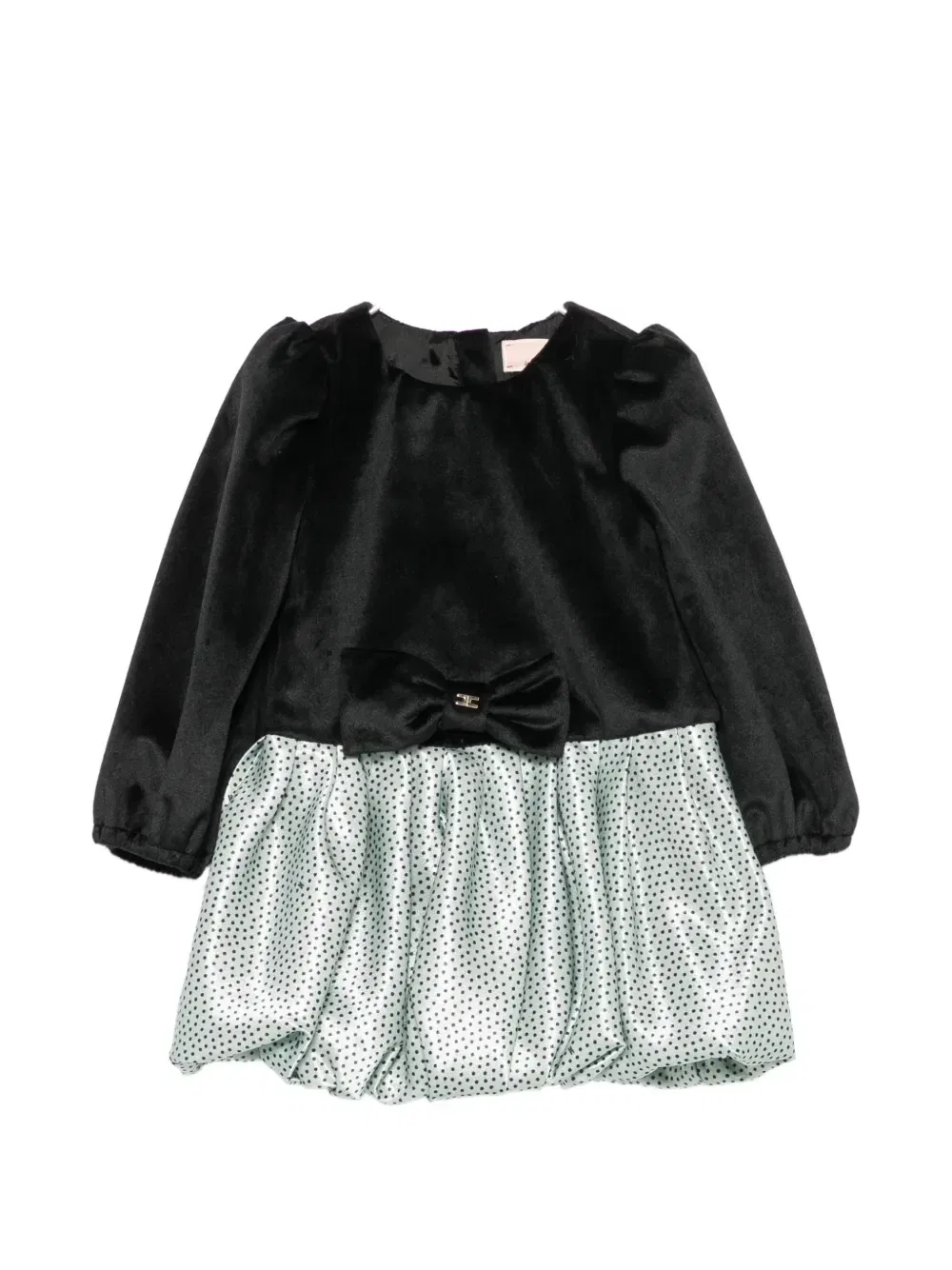 Платье в горошек с бантом Elisabetta Franchi La Mia Bambina, черный