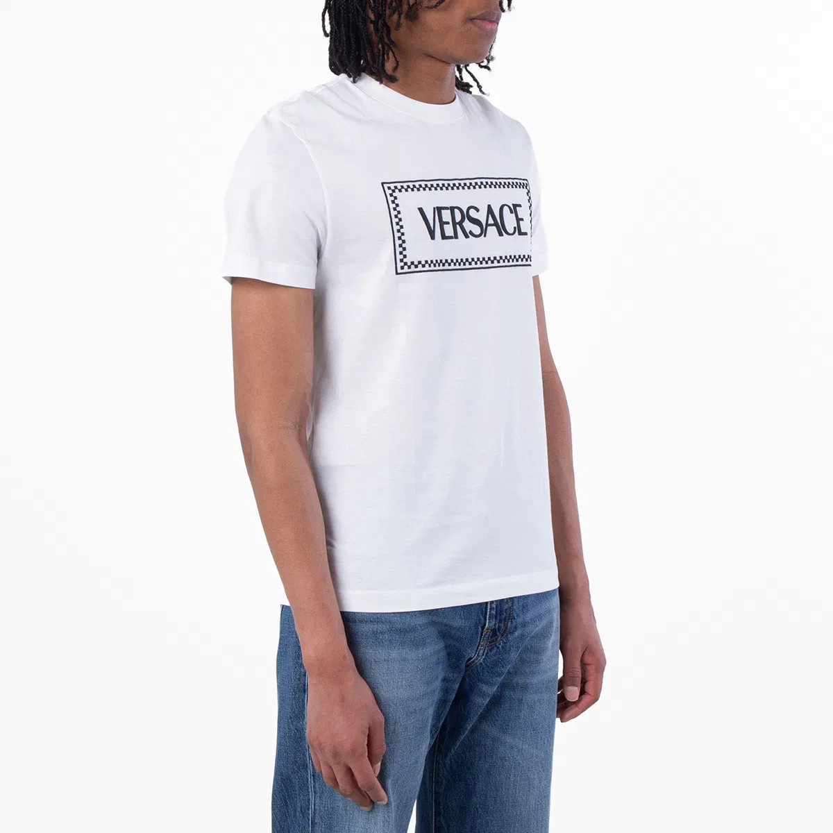 Футболка с вышитым логотипом 90s Logo Embroidered Cotton T Shirt Versace, Optical White — фото 2