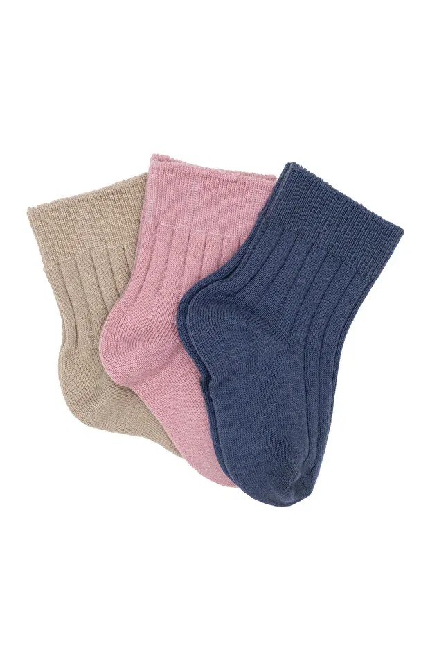 Детский набор носков для новорожденных хлопковый Basics Petit Boom, Beige Gray Navy Blue