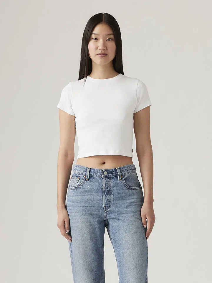 Женская укороченная хлопковая футболка Levi's, White