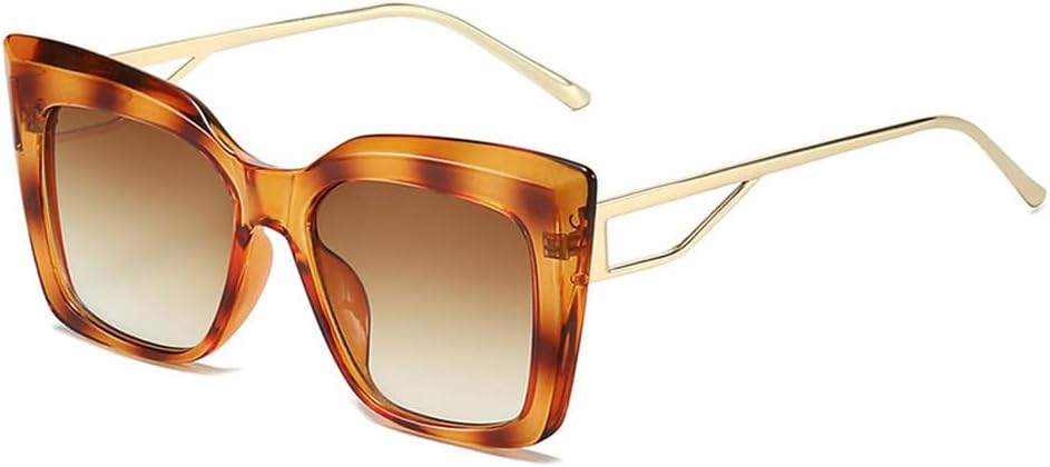 

Модные классические ретро-солнцезащитные очки «кошачий глаз» для женщин, роскошные линзы с большим градиентом, популярные прямоугольные солнцезащитные очки для женщин с защитой от УФ-излучения UV400 TKKTLLT, Flower Gradient Tea