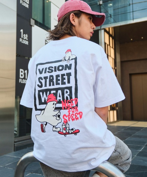 

Футболка с принтом, призрачный скейтер VISION STREET WEAR, белый