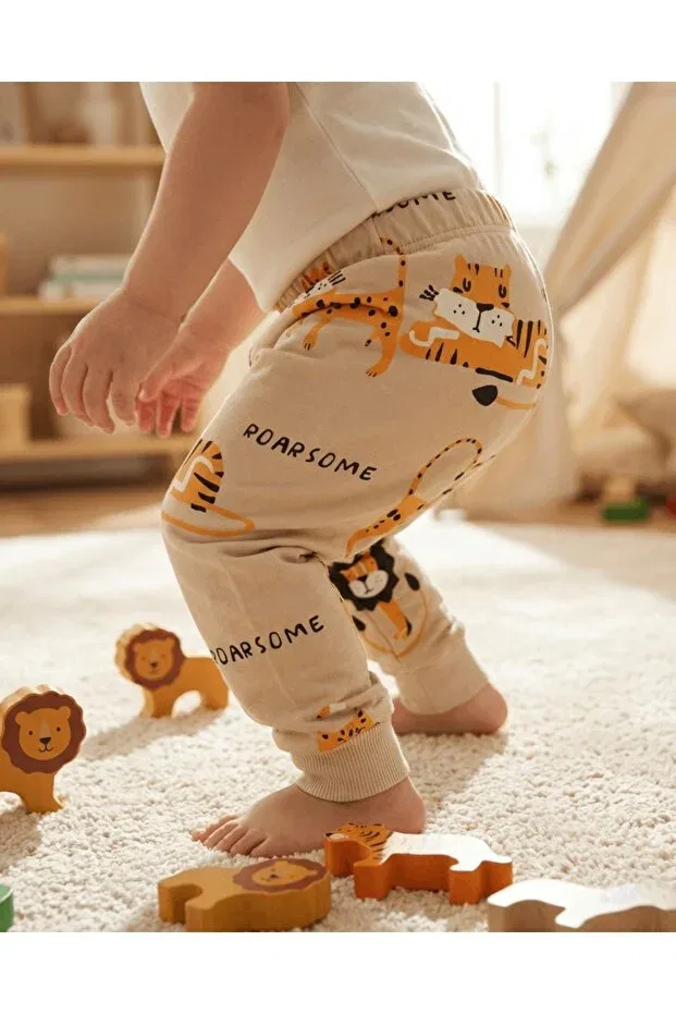 Детский комплект спортивного костюма для мальчиков с принтом Tiger printed baby boy tracksuit set Store, Gri — фото 4
