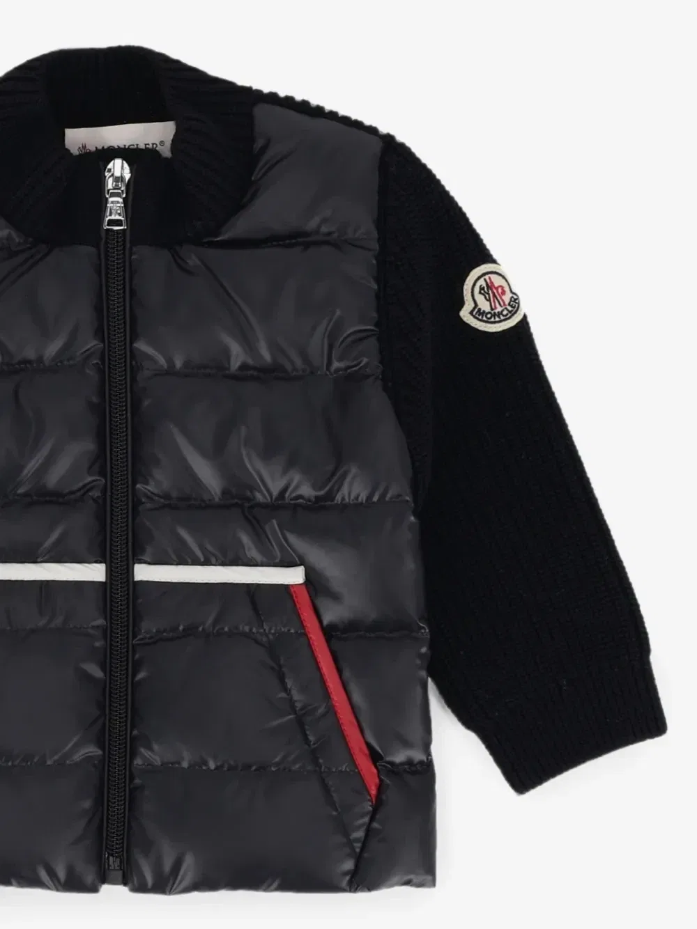 Кардиган в рубчик со стегаными вставками Moncler Enfant, синий — фото 3