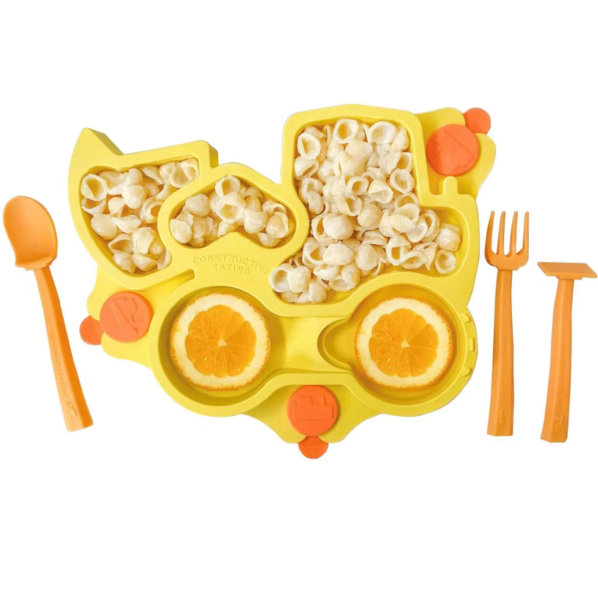 Набор детской посуды с присоской и приборами Truck Theme Constructive Eating, Yellow — фото 2